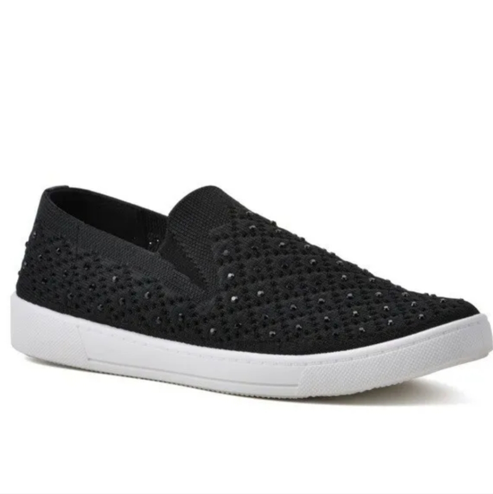 Women's‎ Black Bling Slip-On Sneaker Shoes